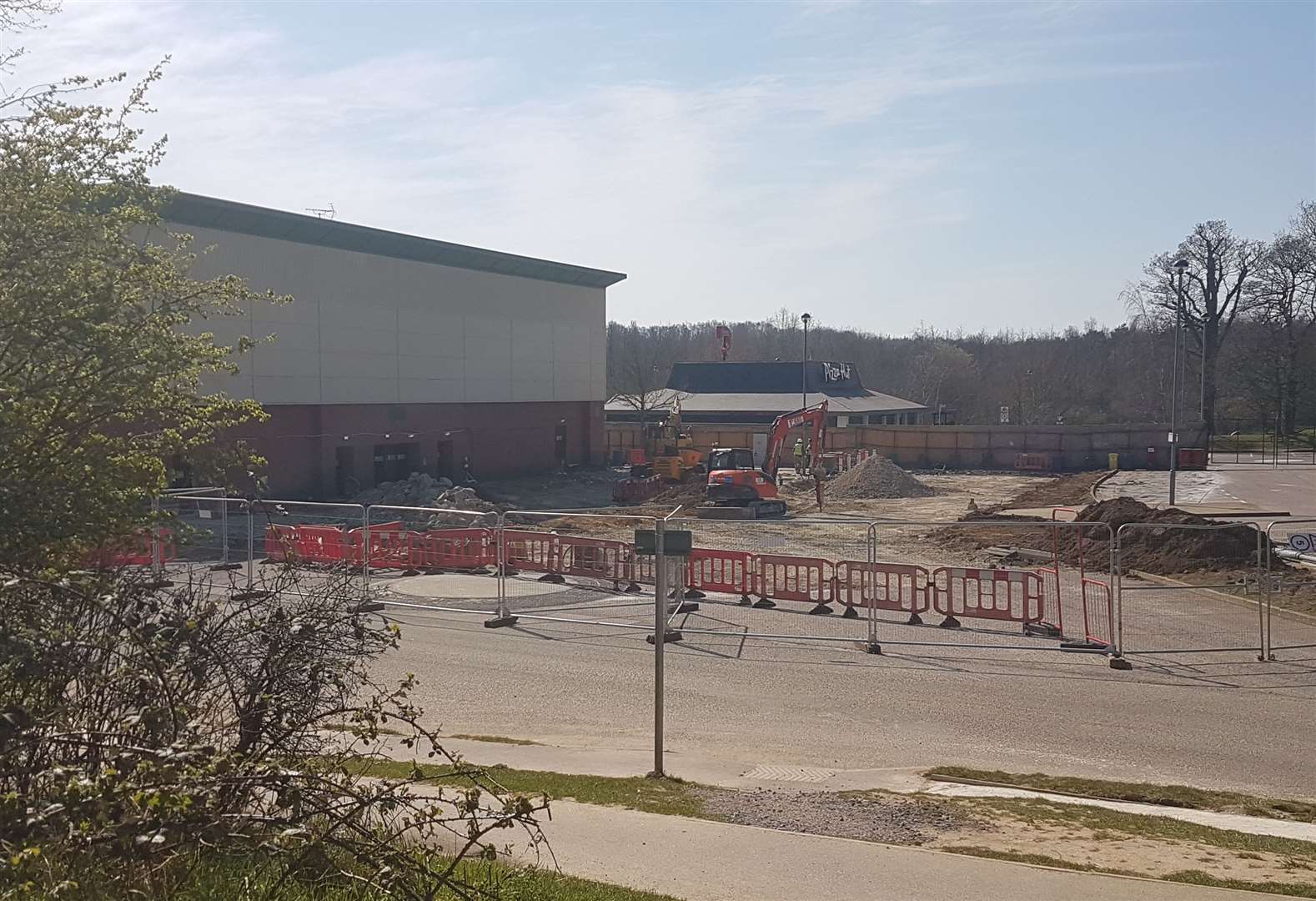 Contractors were seen working on the site yesterday