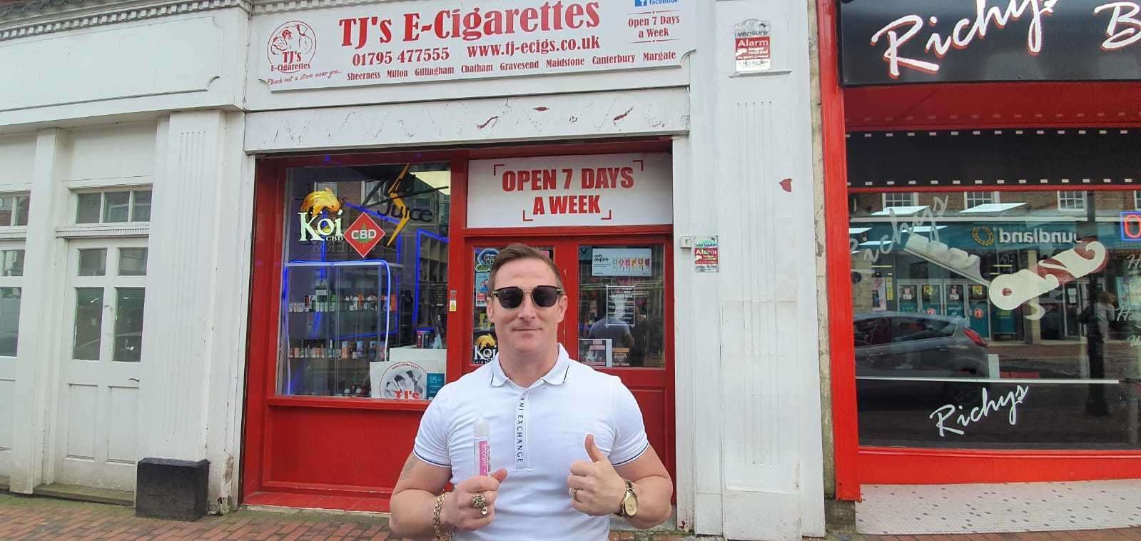 Sittingbourne businessman Terry Utting will be giving out free hand sanitiser to customers aged 50 and over at his vape shops from Friday