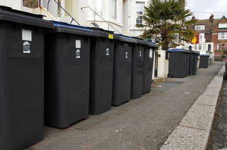 Wheelie bins in Albert Road, Dover