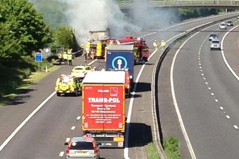 M26 closed after lorry fire. Picture: @Nate_Inspired