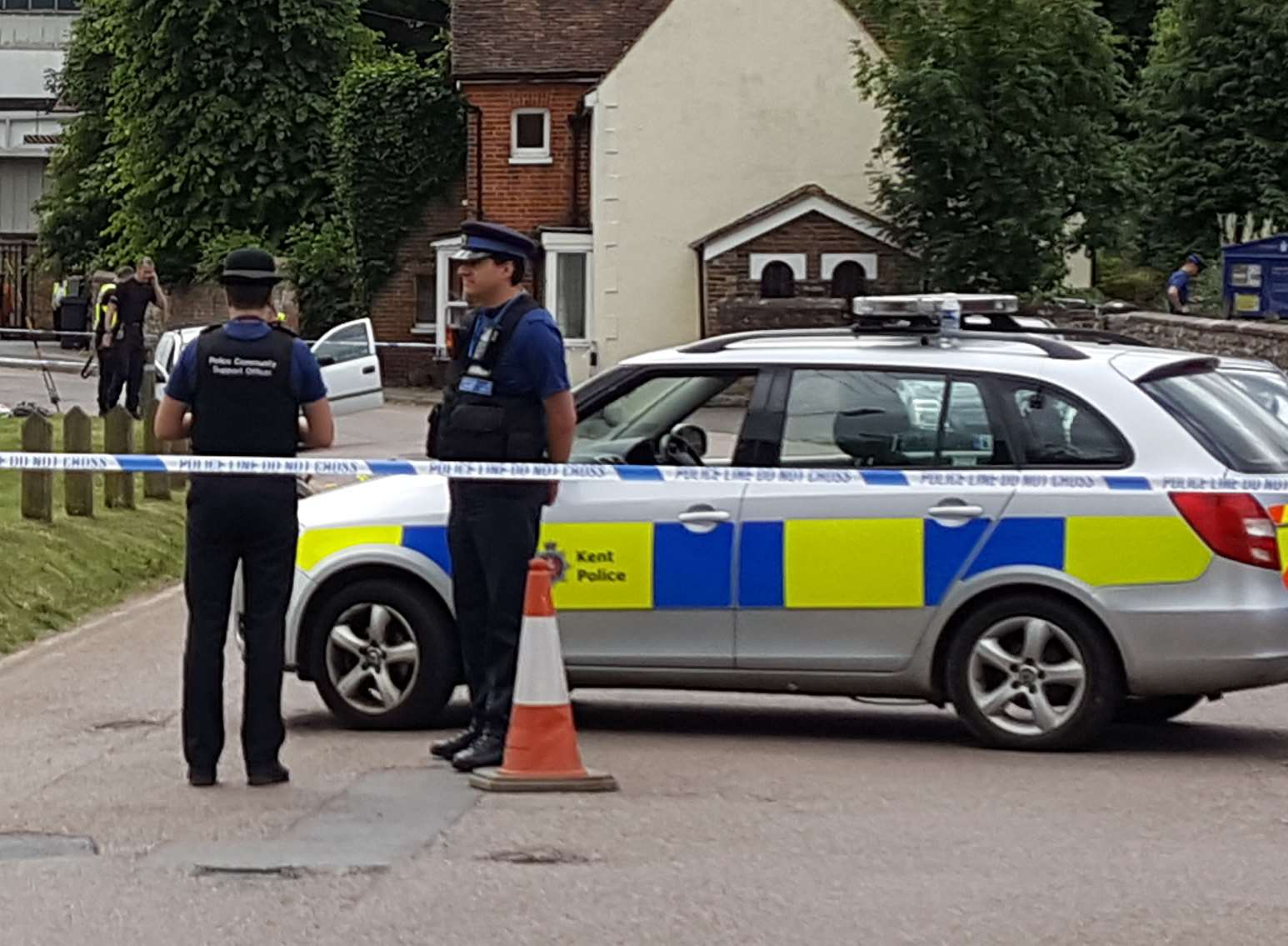 Police have closed off Station Road in Chartham