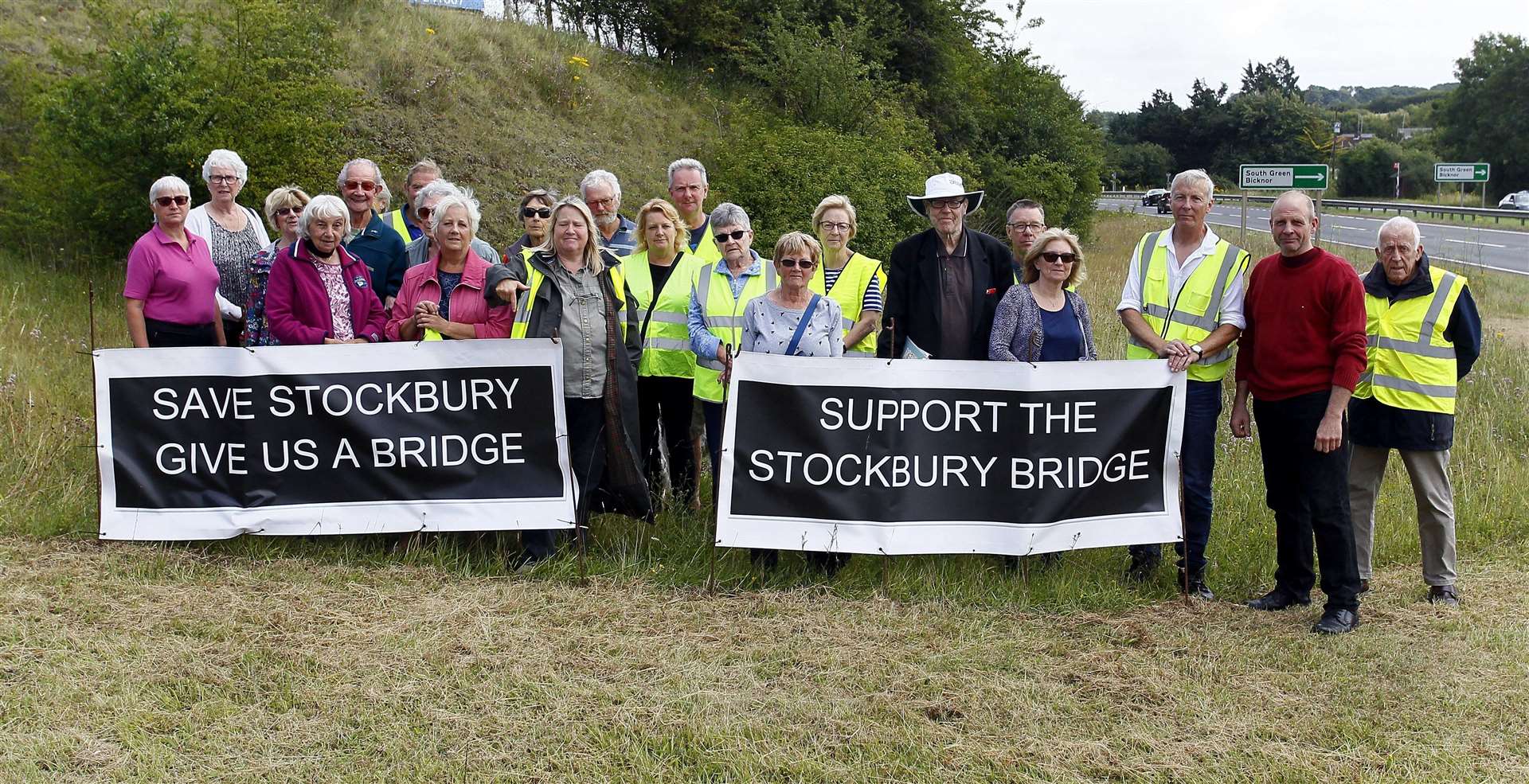 Stockbury residents gather to protest about the proposed road developments.Picture: Sean Aidan