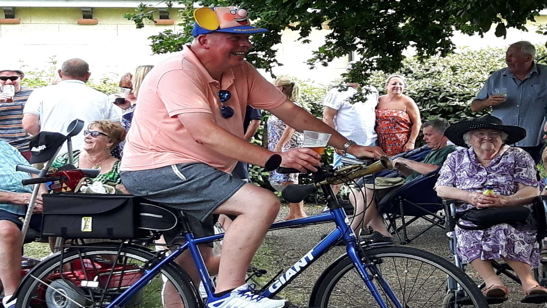 Mad Mike Young of the Monster Raving Loony Party put in an appearance on his beer bike