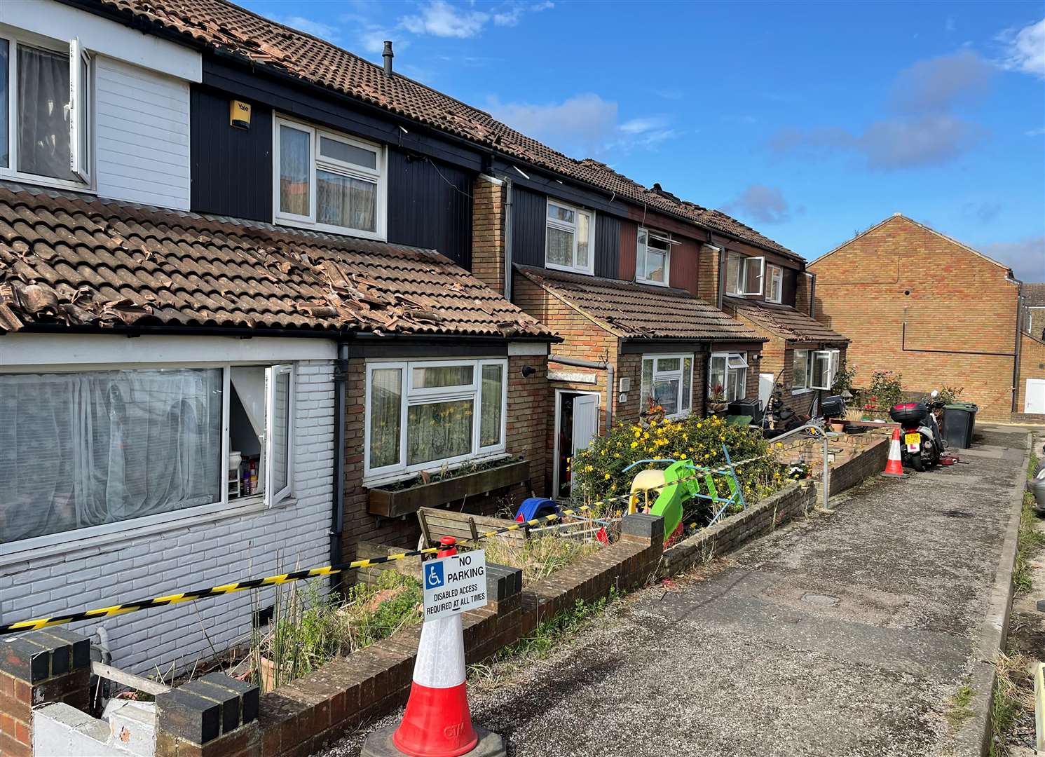 The homes have since been cordoned off by emergency services. Picture: Alex Langridge