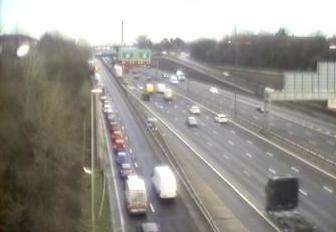 The approach road to the Dartford Crossing has queuing traffic. Picture: Highways England