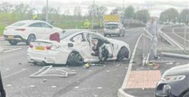 A previous crash involved a white BMW on the A2070 in Sevington, Ashford
