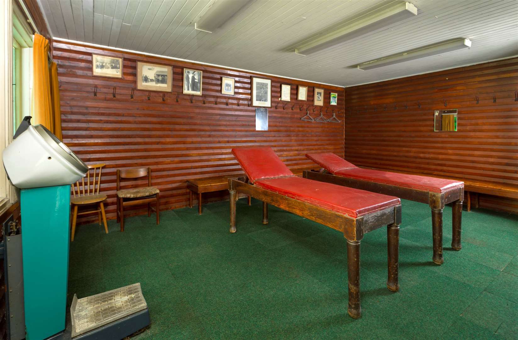 The massage tables inside the sauna - they date from 1948.
