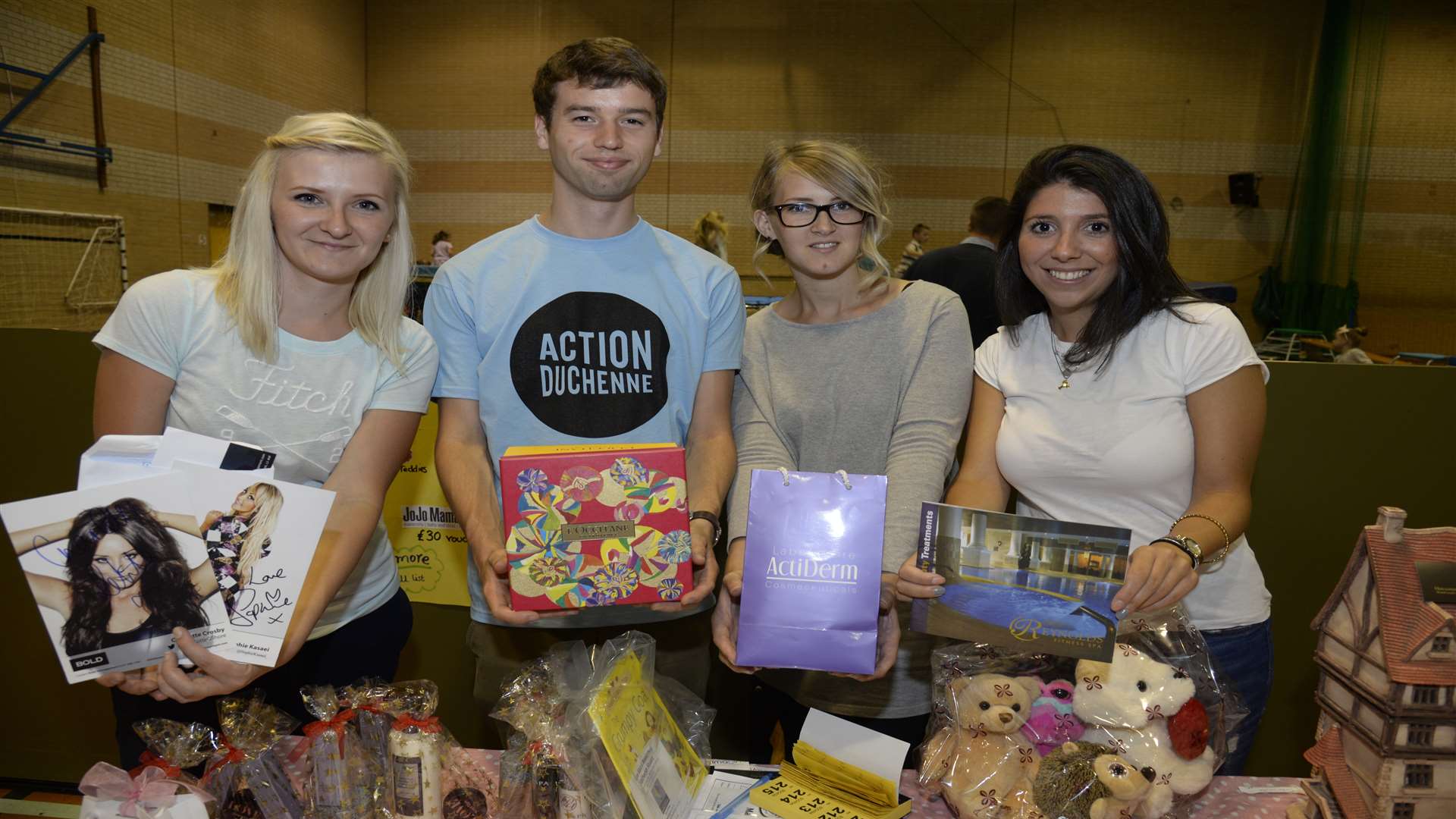 Natalie Demian, Paul Brown from Action Duchenne, Emma Gardiner and Fabiola Boccuti at one of the stalls