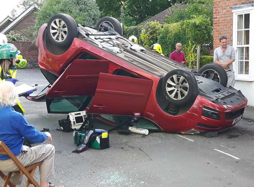 The car has been left on its roof
