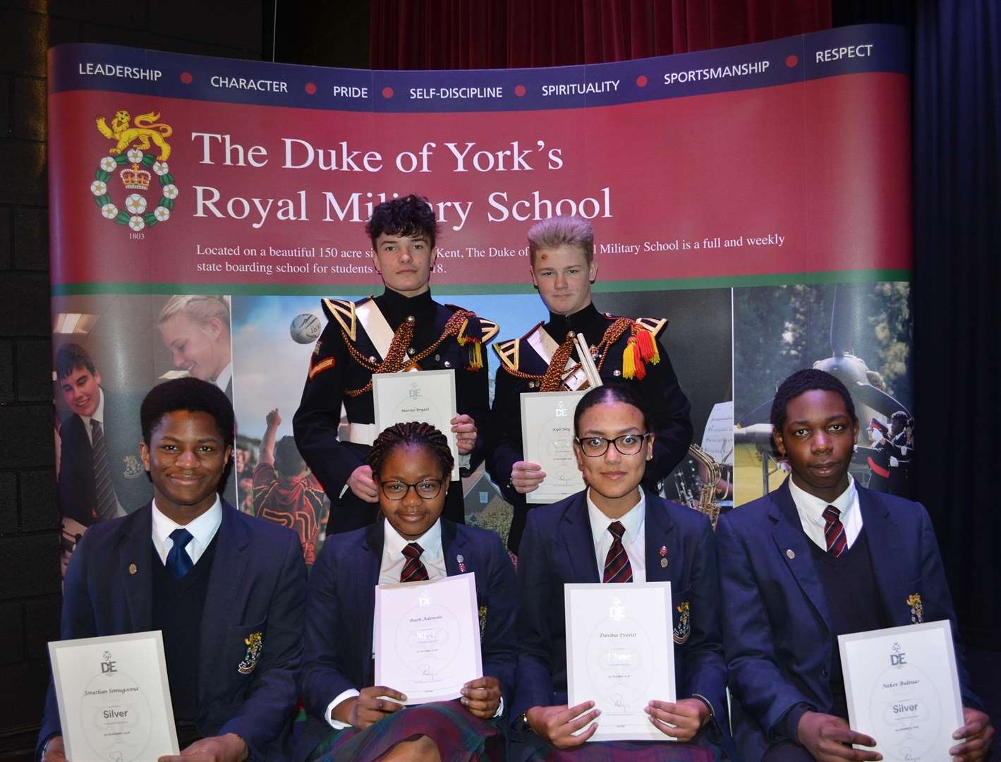 Pupils at the Duke of York's Royal Military School, Dover, who achievedd silver in the Duke of Edinburgh Awards (7464136)
