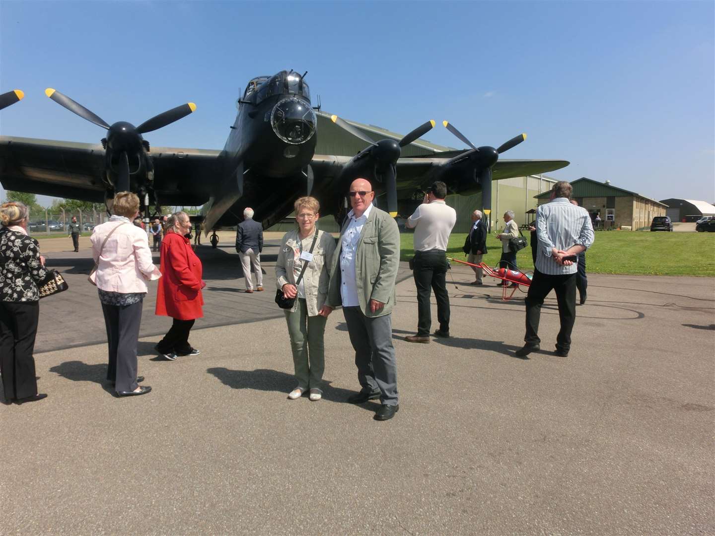 French researcher Bernard Feutry and wife Claudine with a Lancaster bomber
