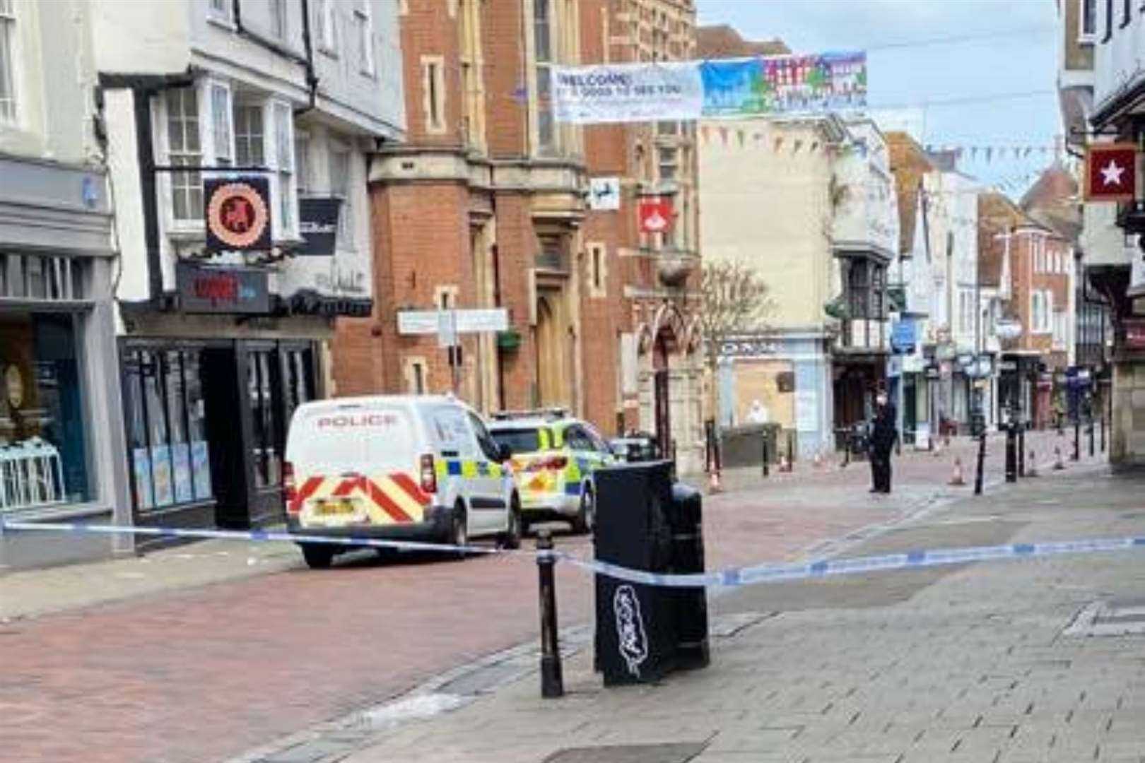 Canterbury High Street was taped off by police. Picture: Nick Sackett