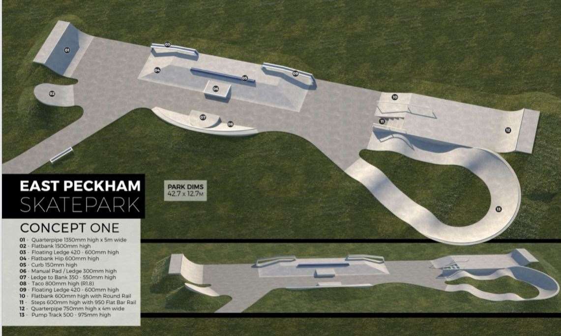 How the East Peckham skate park could look. Photo: Maverick Industries