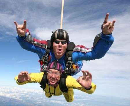 Gareth Staples during a sky-dive two years ago with the company Adrenaline Adventures