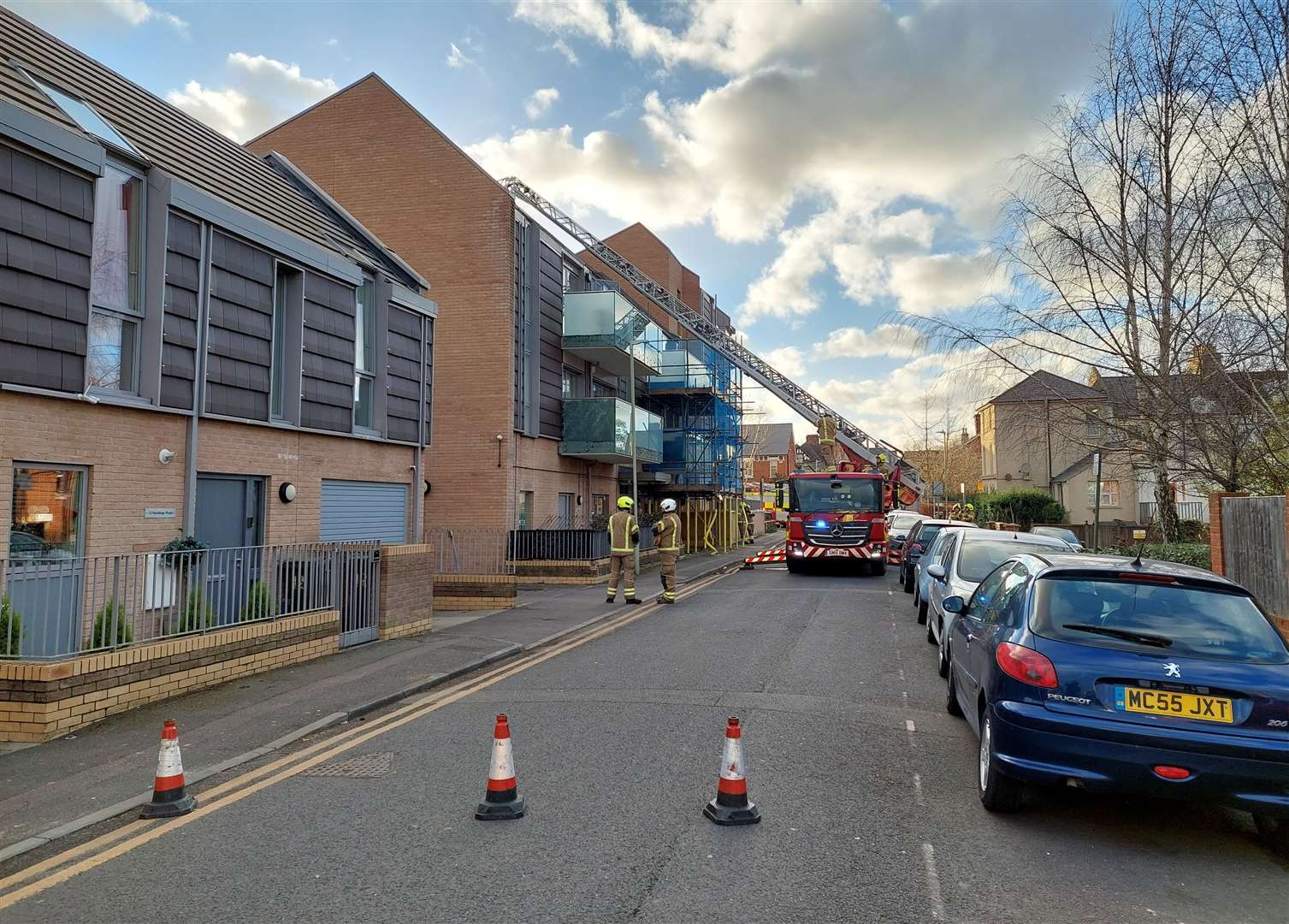 Fire crews closed Hardinge Road after tiles and masonry were spotted falling from Bakers Court