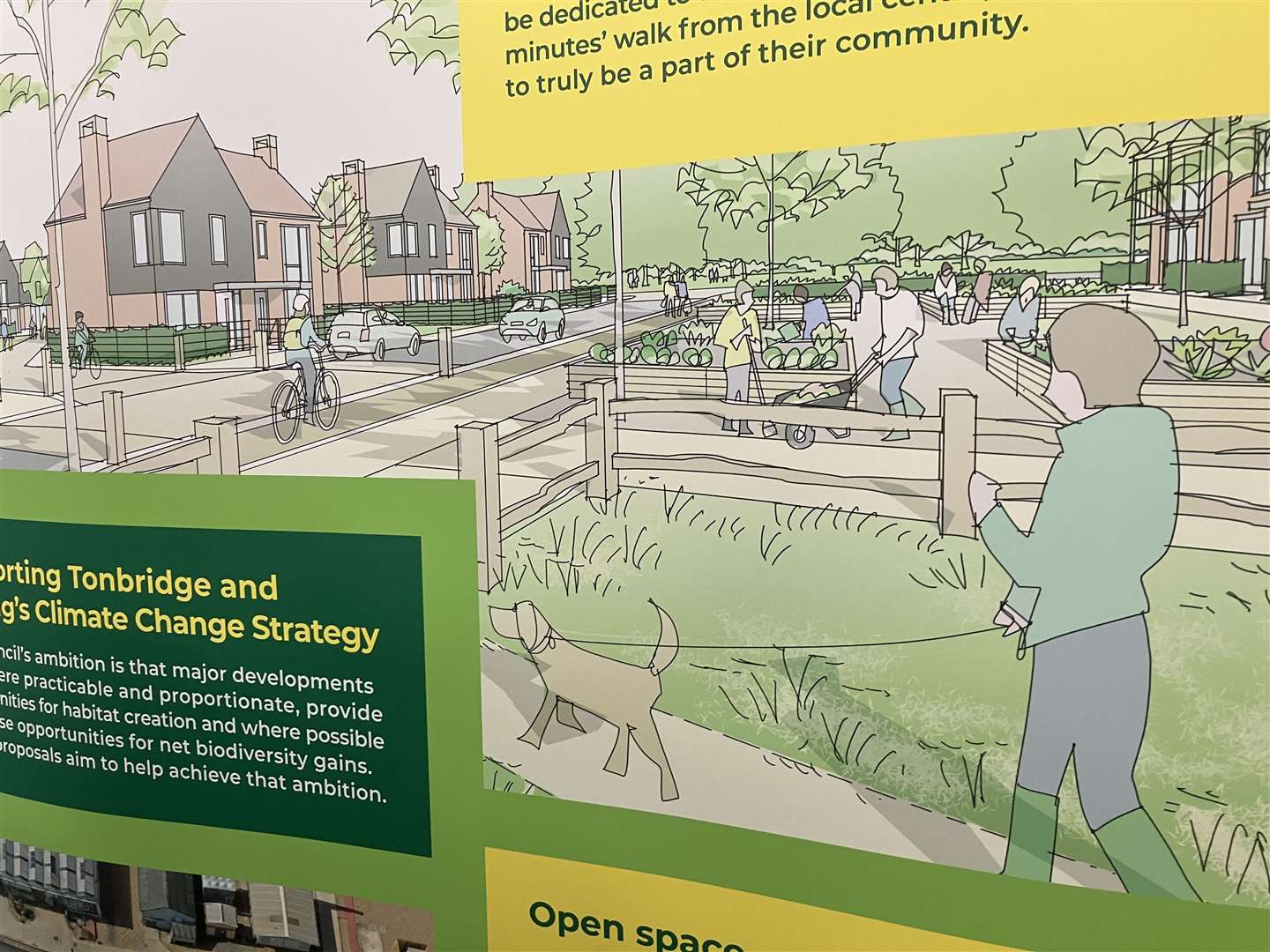 Display boards portray and idyllic vision of life on the planned estate, but many were not convinced