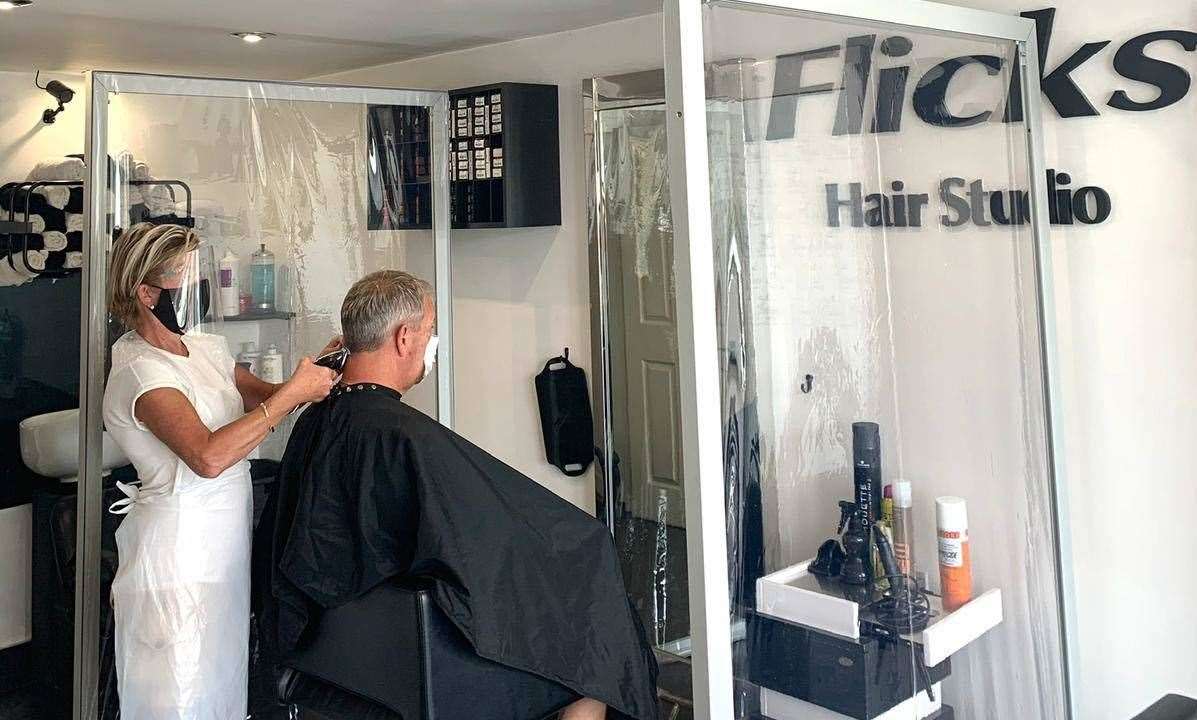 Flicks Hair Studio in Tovil has invested in perspex dividers