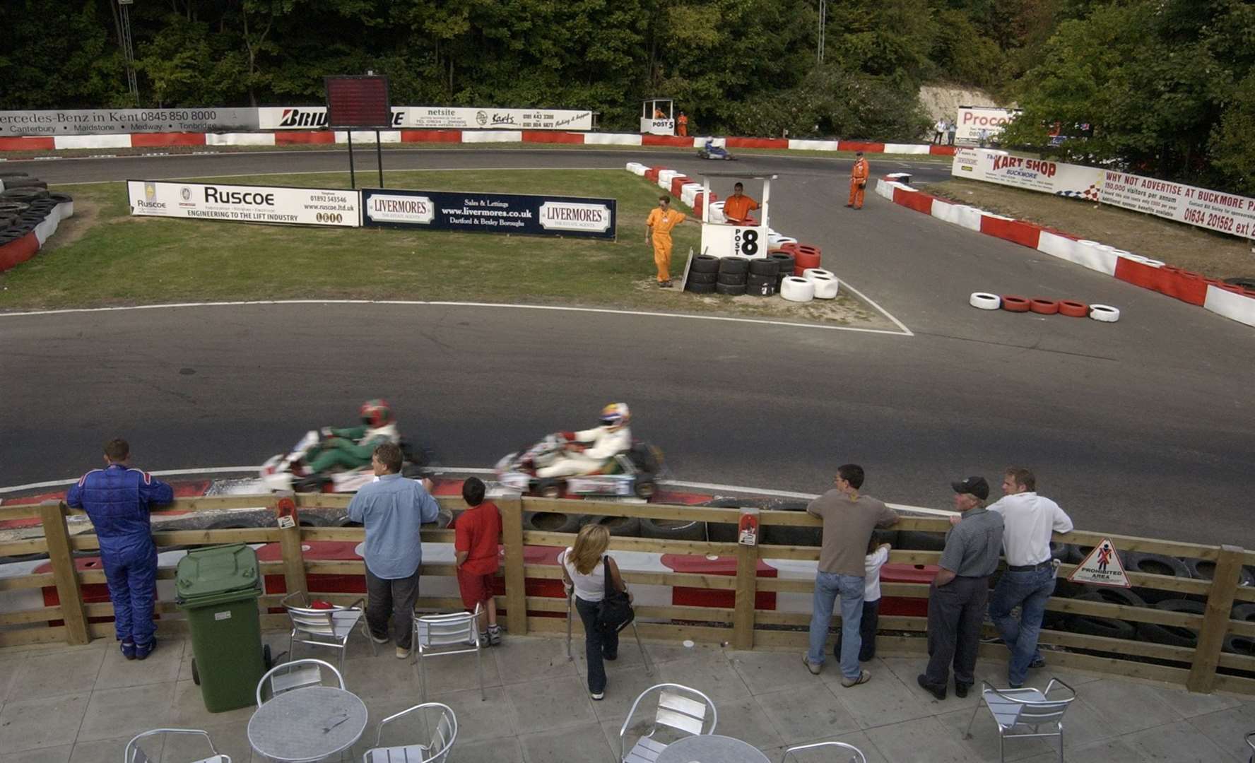The clubhouse balcony offered great views of the circuit, with spectators looking down on the fast Cafe Curve turn