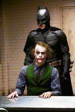 Heath Ledger as the Joker and Christian Bale as Batman in The Dark Knight