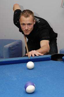 Wayne playing pool at the Maidstone Day Centre