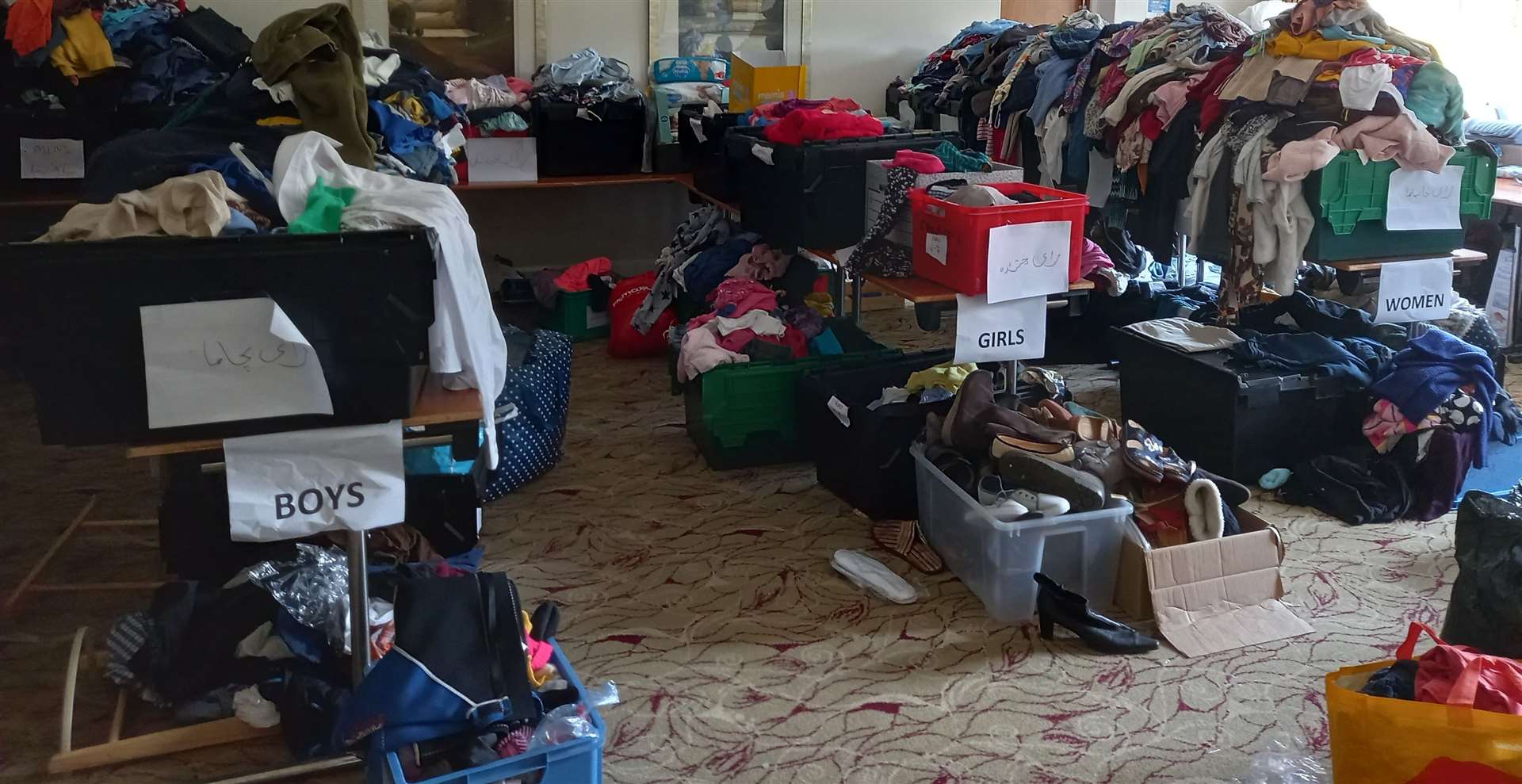 Donations for the refugees are piling up in Ashford