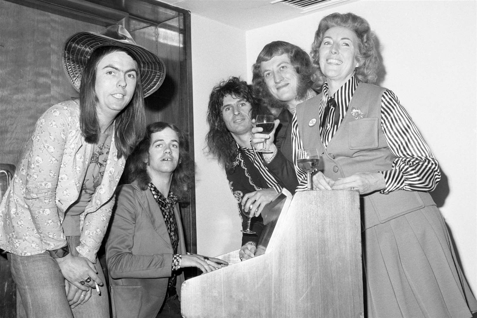Dame Vera Lynn with pop group Slade in 1973 (PA)