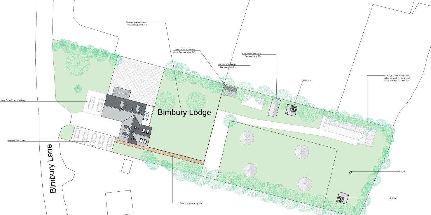 The site down Bimbury Lane, where the glamping retreat is proposed Picture: Birchmere