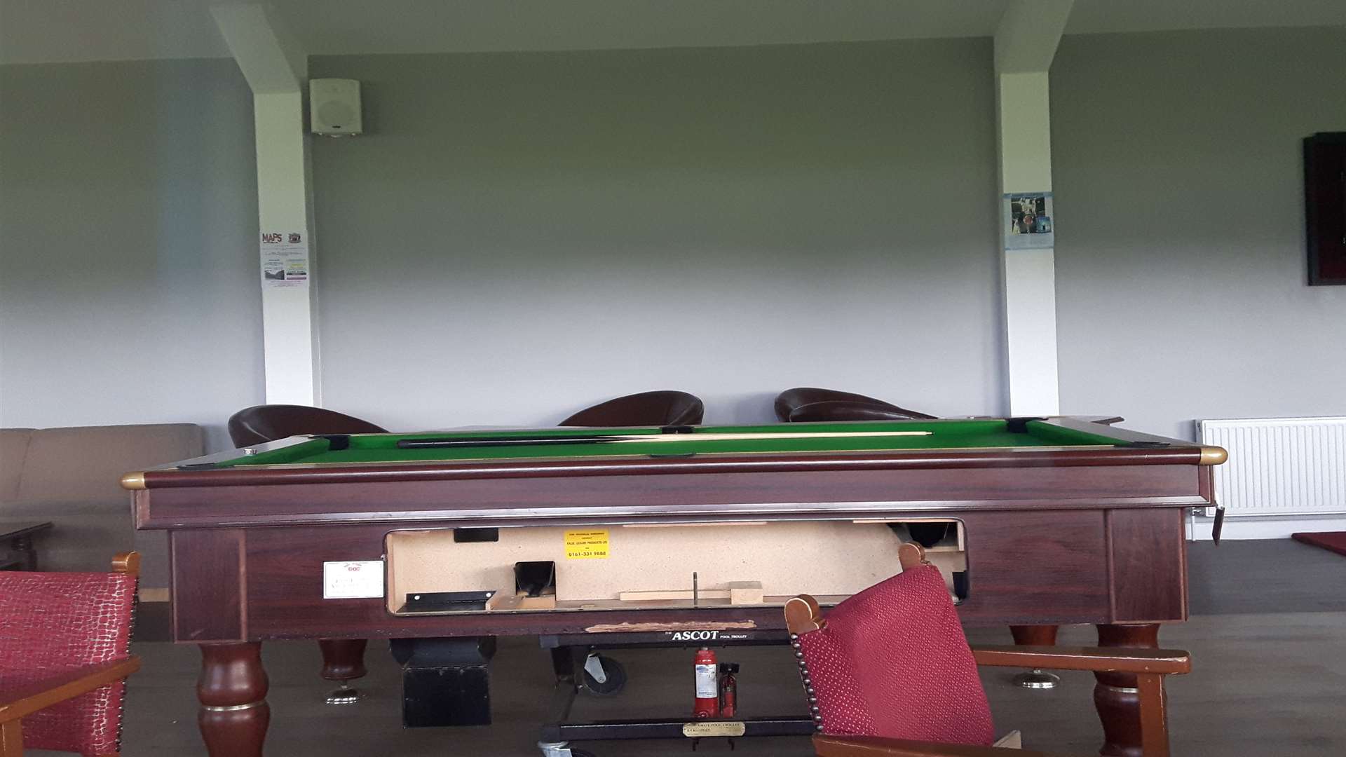 The raided pool table after the Deal Town Football Club burglary