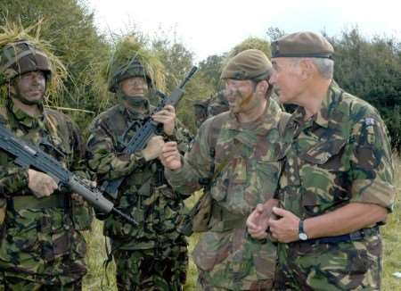 Lord Lieutenant, Allan Willett, right, with members of the Canterbury-based 3rd Battalion, Princess of Wales's Royal Regiment, of which he is Honorary Colonel