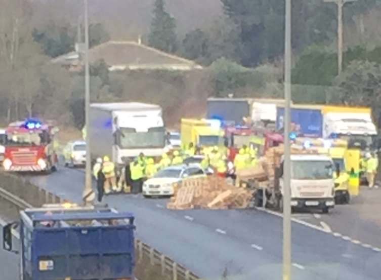 Scene of the crash on the A2. Pic: Gareth Cook.