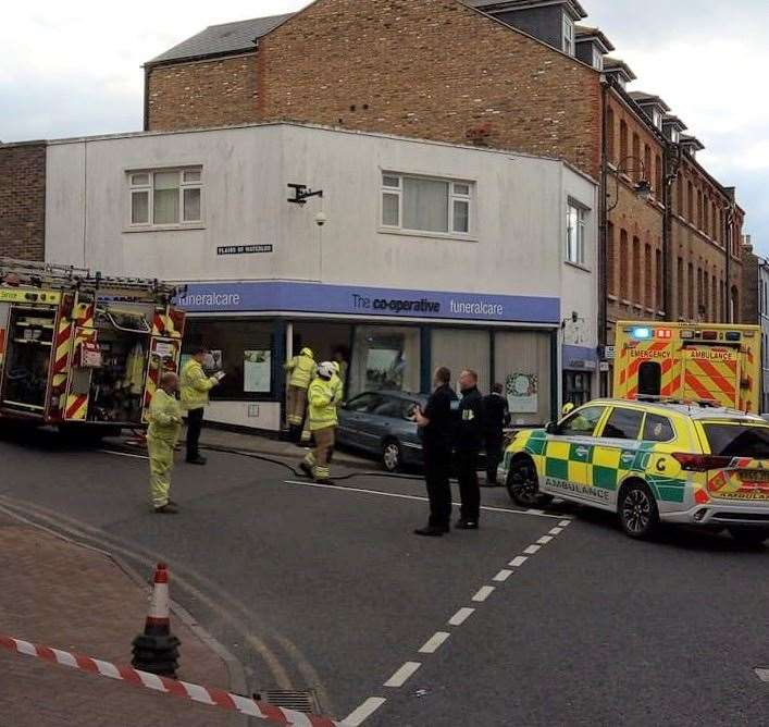 A car ploughed into the Co-op Funeralcare in Ramsgate and left a man seriously injured last month. Picture: Jamie Hoskins