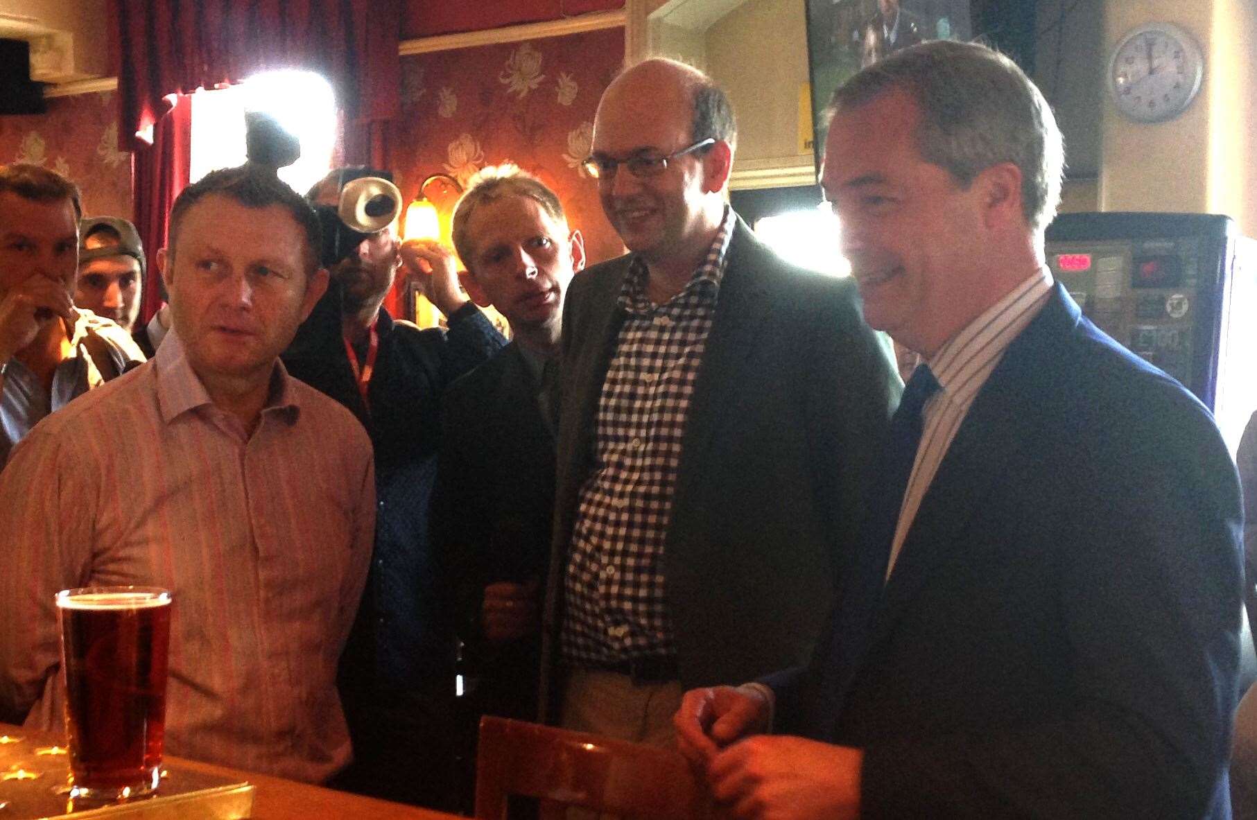 Mark Reckless and Nigel Farage in The Crown pub in Rochester