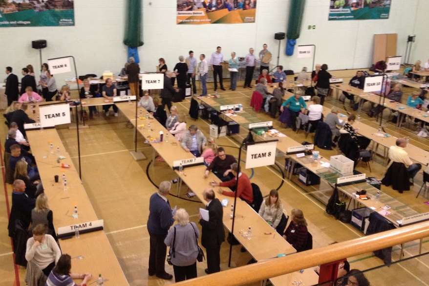 Ballots being counted in Sevenoaks.