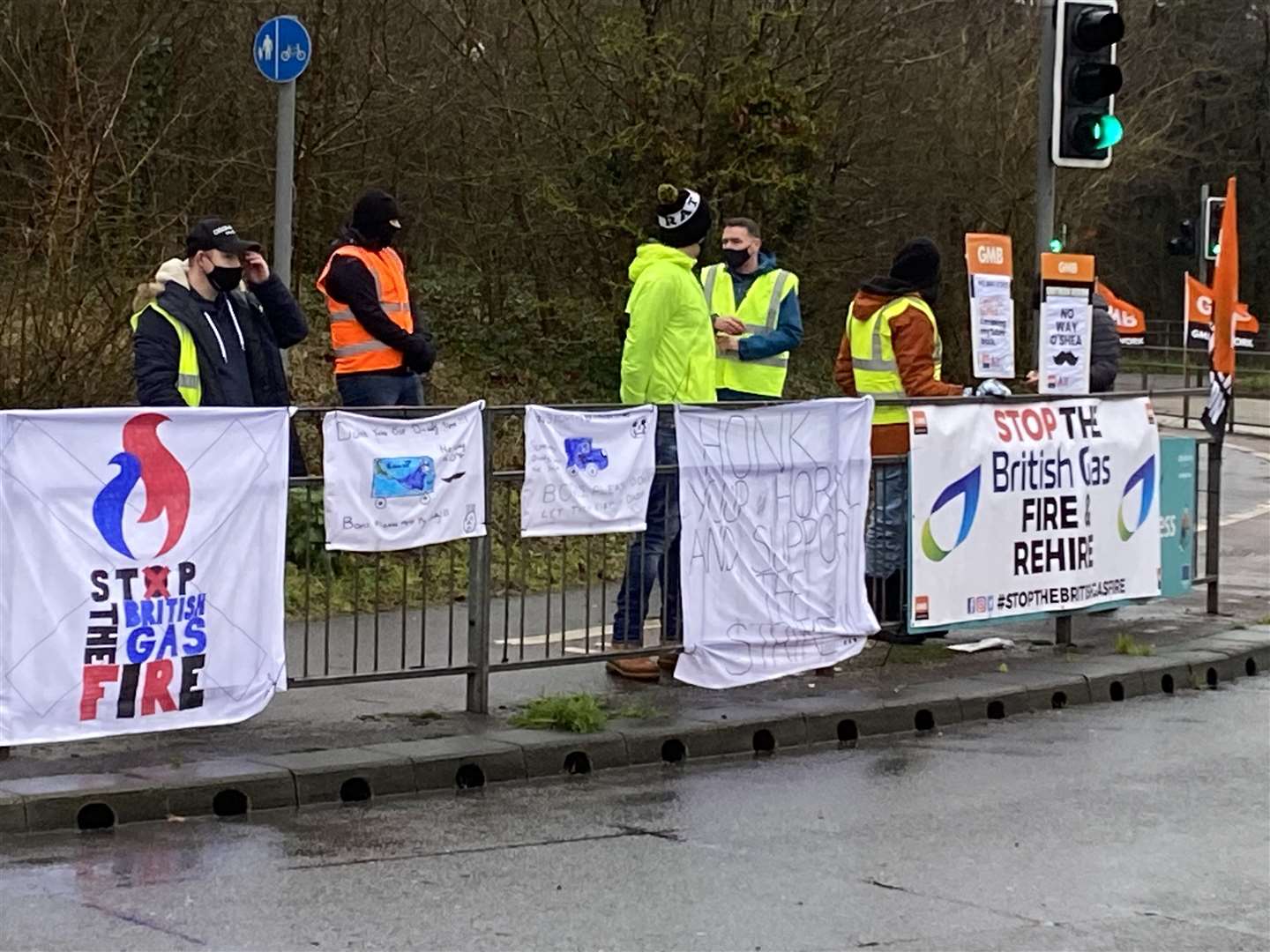 British Gas workers make their feelings heard at the Bowaters Roundabout in Gillingham