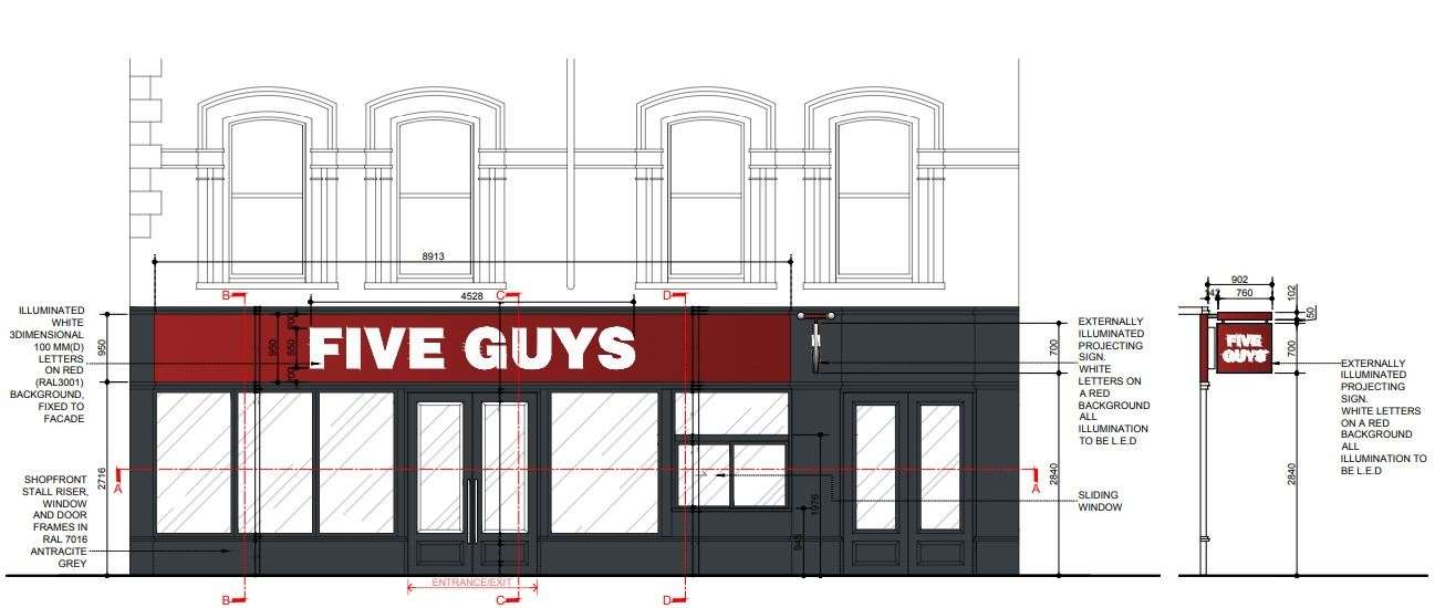Graphic image of what the Five Guys shop front will look like (59732112)