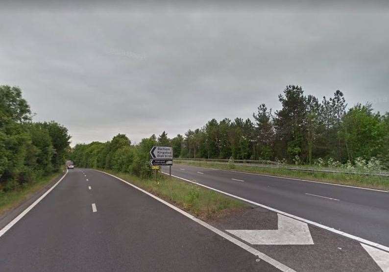 The A2 is shut at its junction with Coldharbour Lane, near Canterbury. Picture: Google Street View