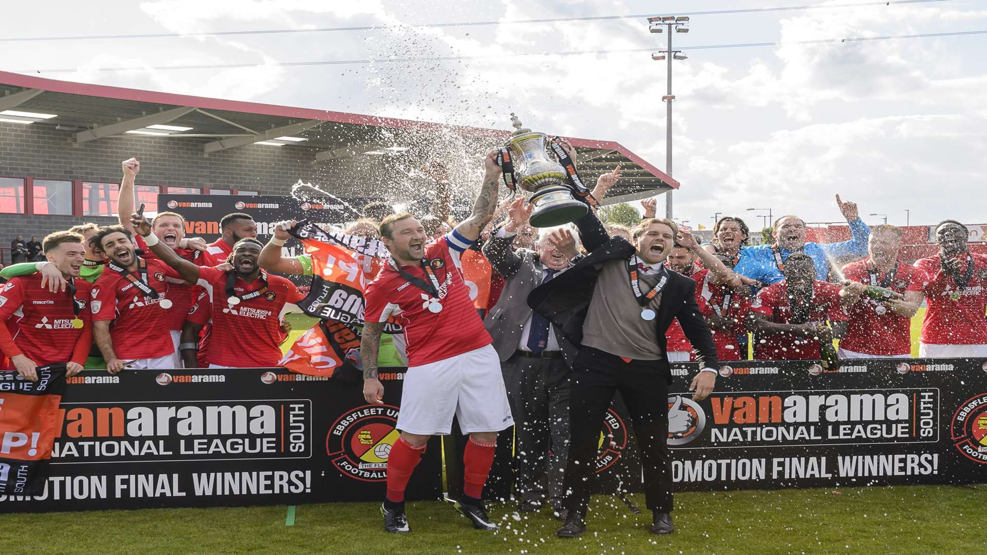 Ebbsfleet celebrate promotion to the National League Picture: Andy Payton