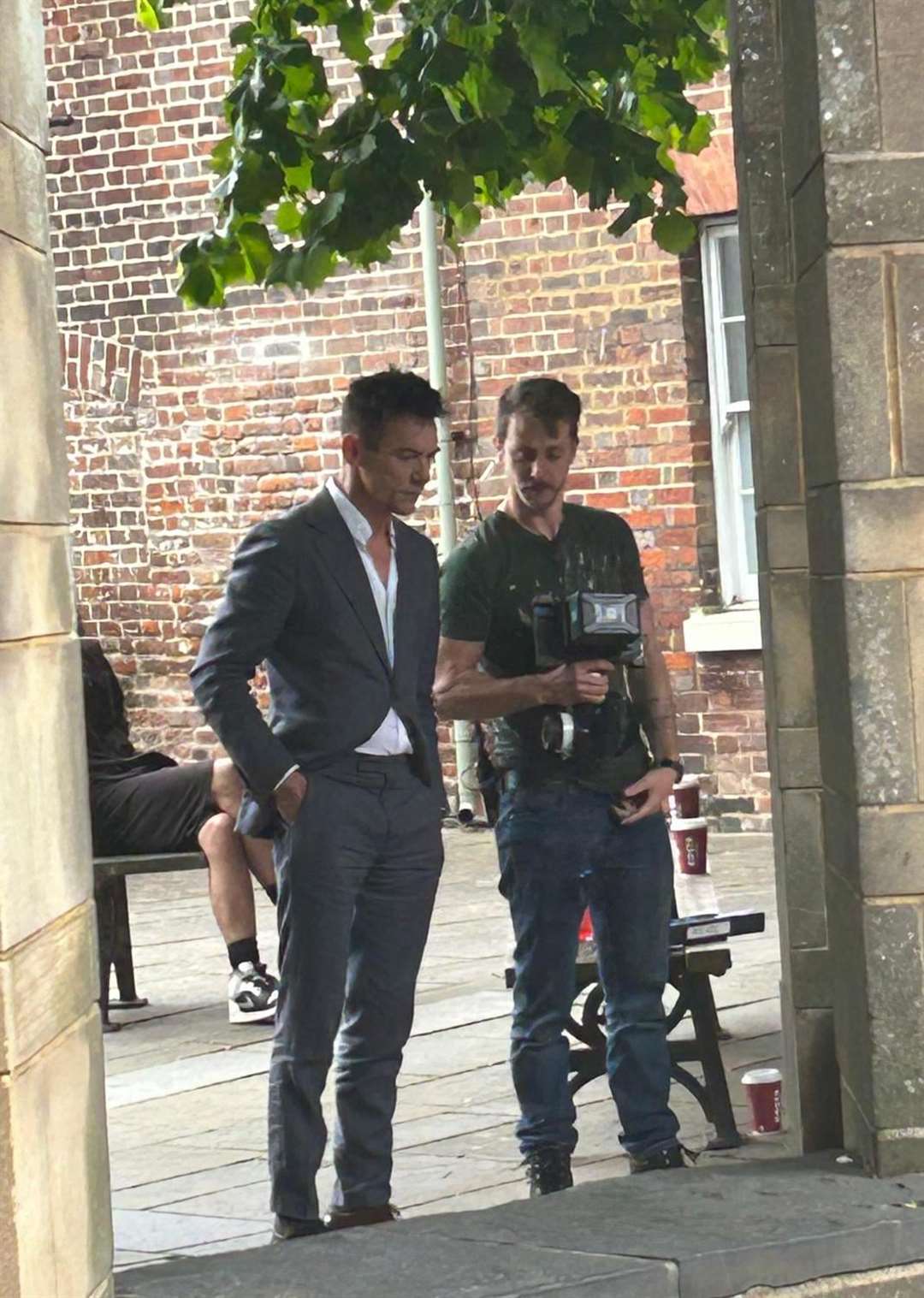 Actor Jonathan Rhys-Meyers on location in Rochester