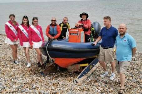 The Senior Regatta Court meets the organisers and the pilot of the escort boat before the sea swim. Picture John Trickey
