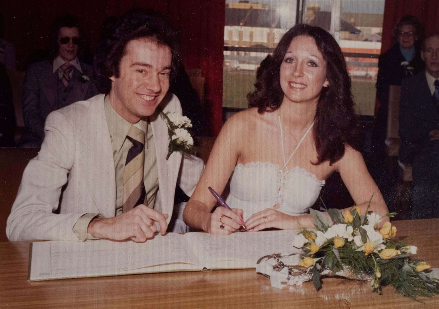 Dave Harvey on his wedding day in 1976 with his wife Anne. Picture: SWNS