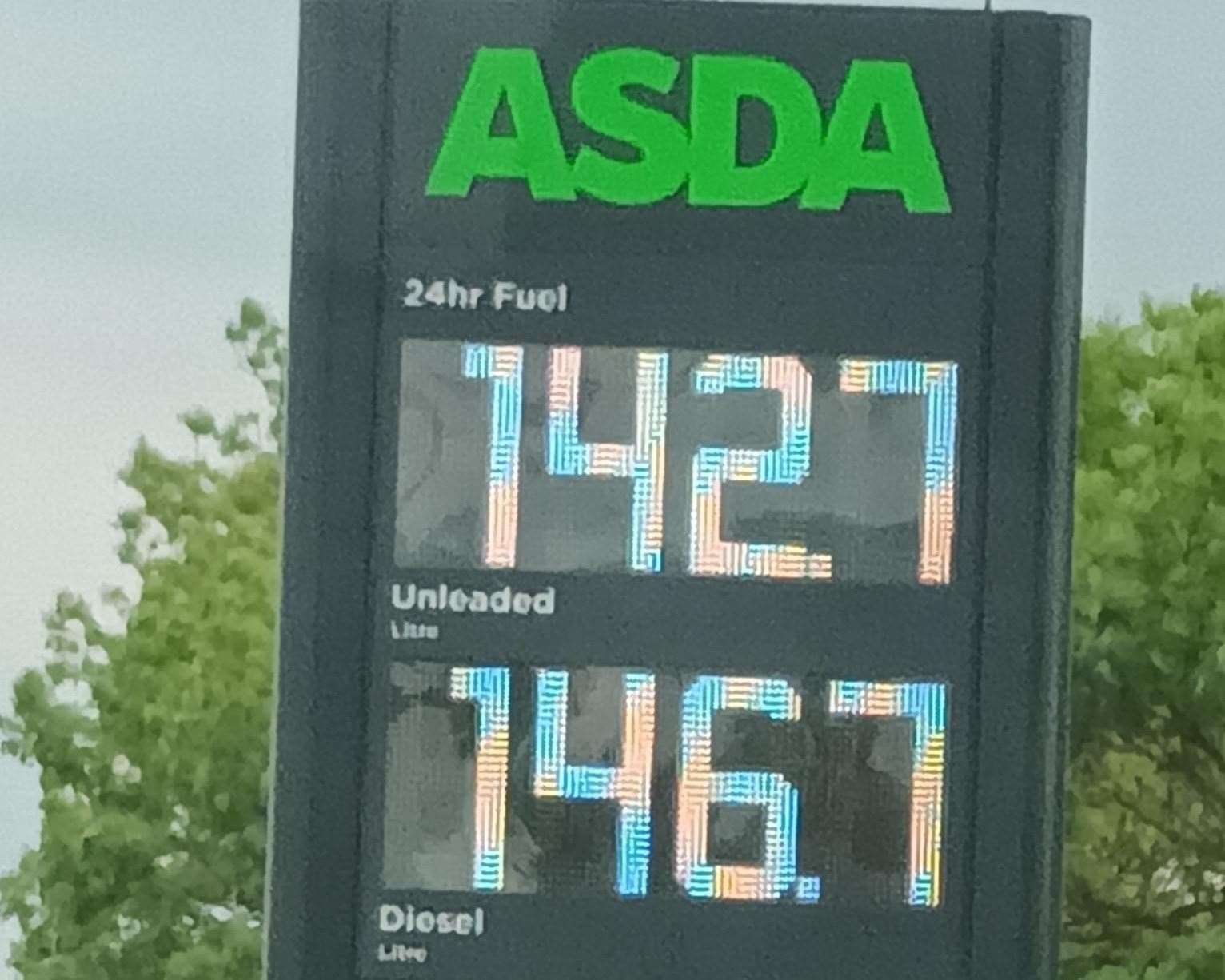 Petrol prices as ASDA Sittingbourne. Picture: Colin John Mortimer