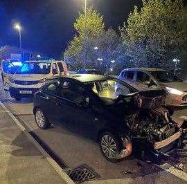 The scene after the crash in Ashford. Image: @BTPKent