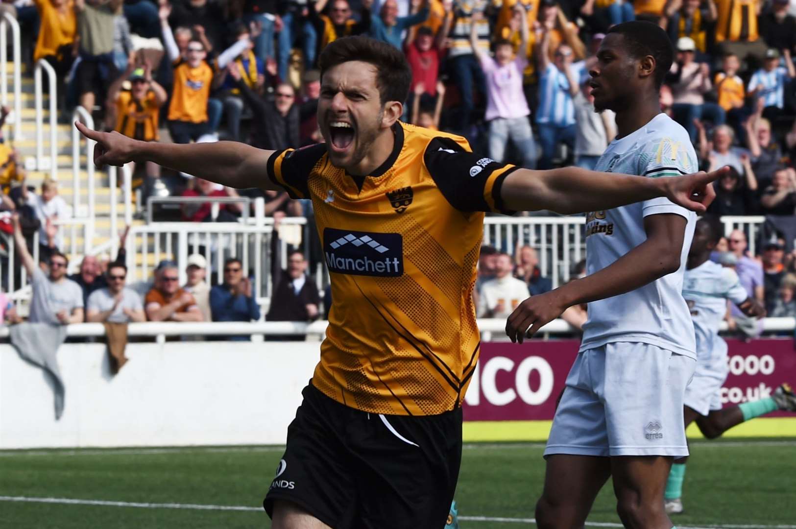 Hady Ghandour scores against Chelmsford on the day Maidstone won National South. Picture: Steve Terrell