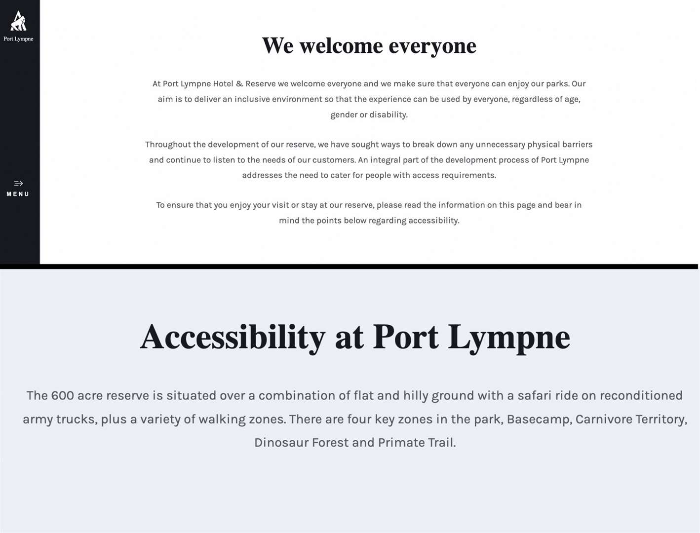 Accessibility statements on the Port Lympne website (62583502)