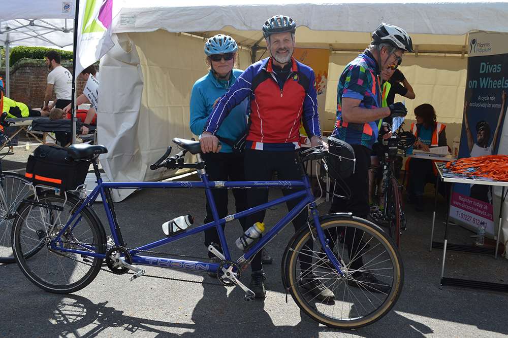 Dick Nuttall and his partner Glenys Davies took up the challenge on their tandem