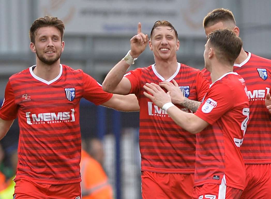 Lee Martin's double at Fratton Park helped keep Gills in the fight for a play-off place Picture: Ady Kerry