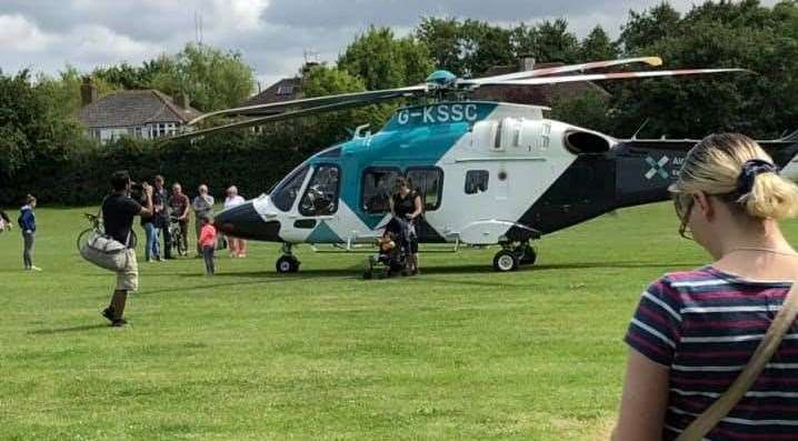 The air ambulance landed at Westmeads Rec. Picture: Janice Johnston (13497800)