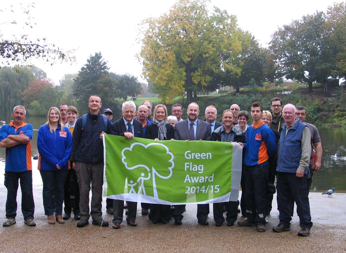 Maidstone council and Mote Park Fellowship members celebrate the park's silver award
