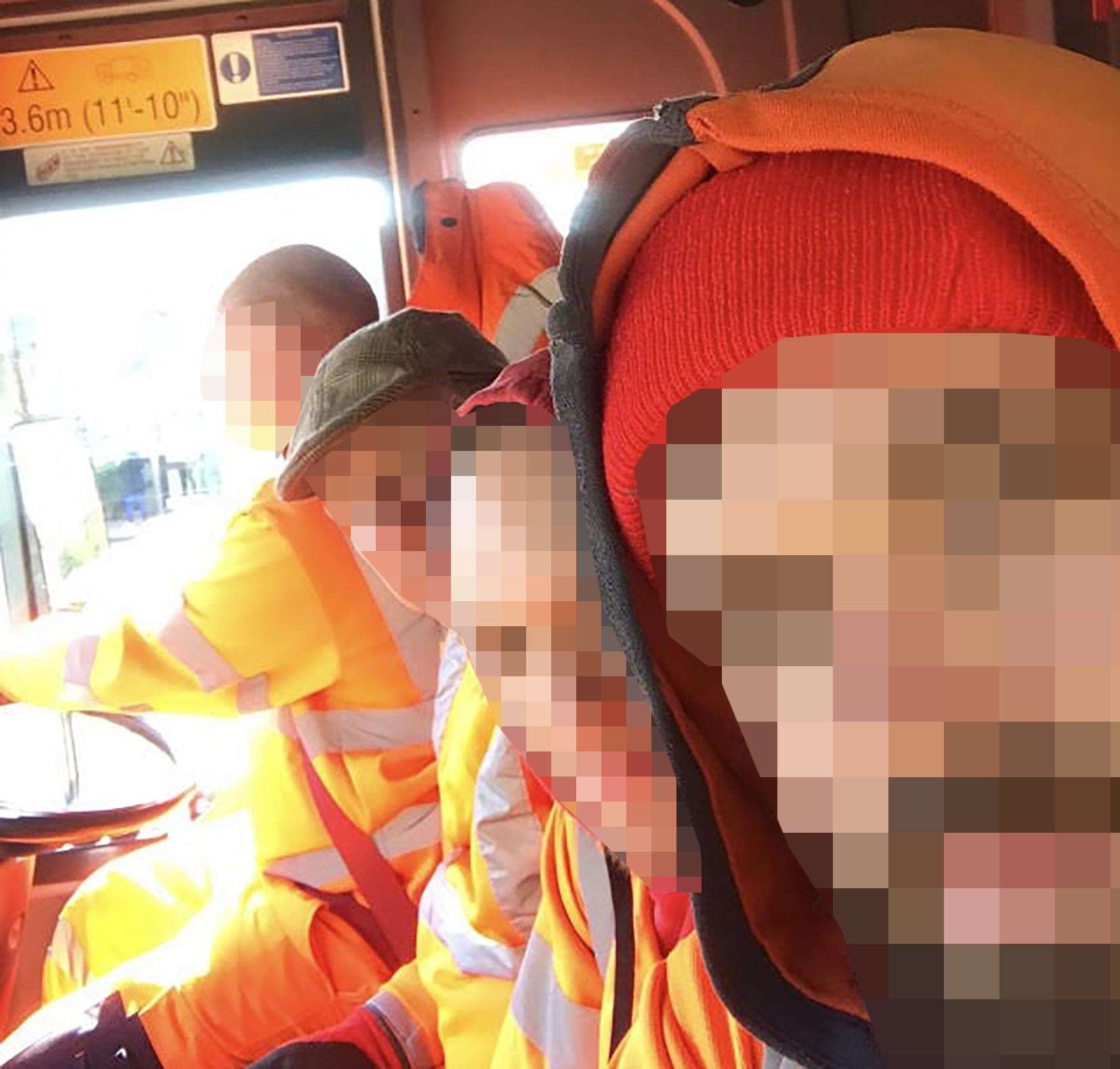 Union members had been complaining about being forced to sit four-to-a-cab in the company's refuse trucks. Pictures: Unite