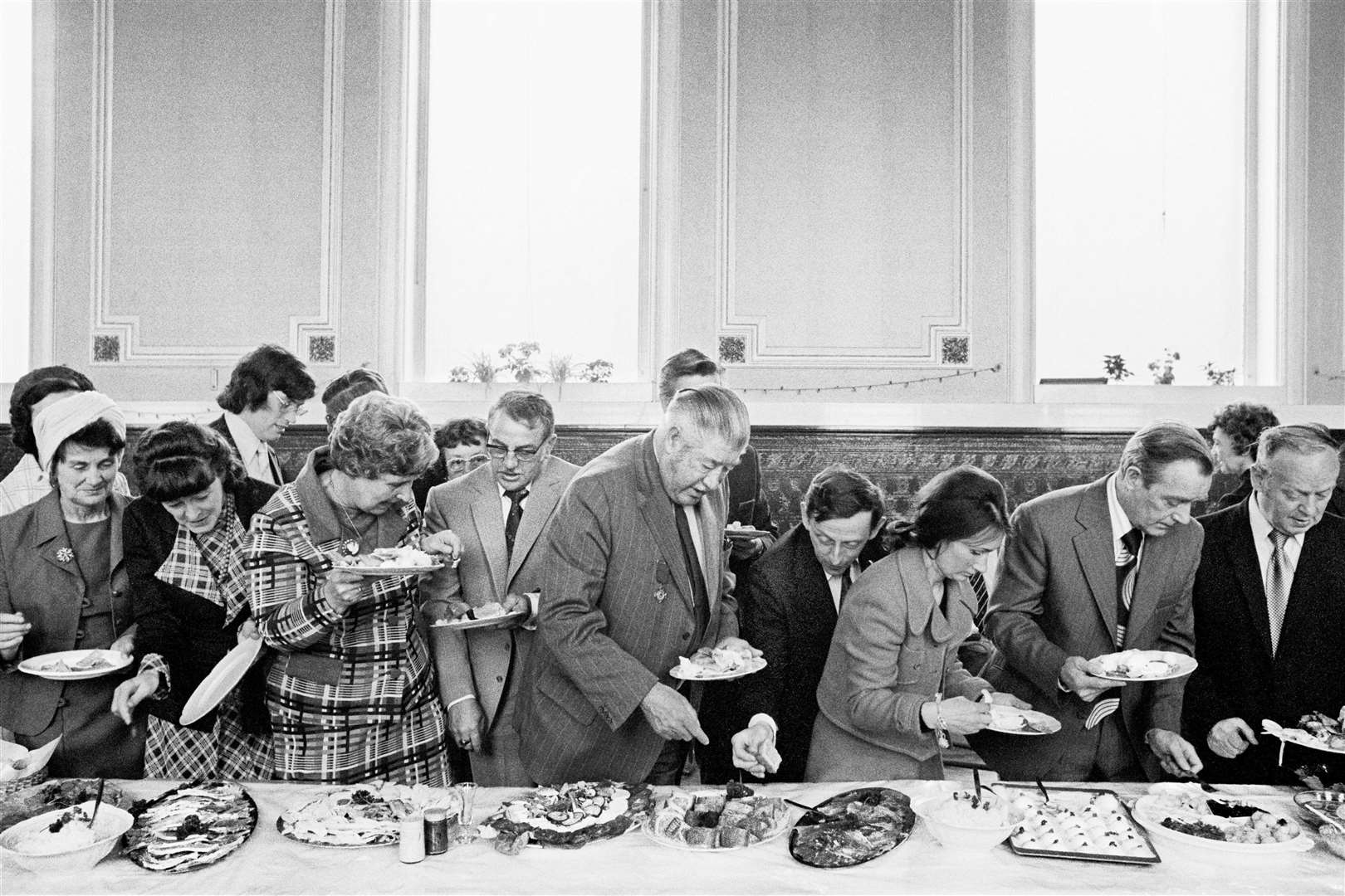 The Mayor of Todmorden's inaugural banquet, 1977, by Martin Parr